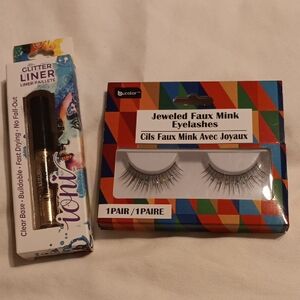 Glitter Eyeliner - Gold & Jewled Eye Lashes